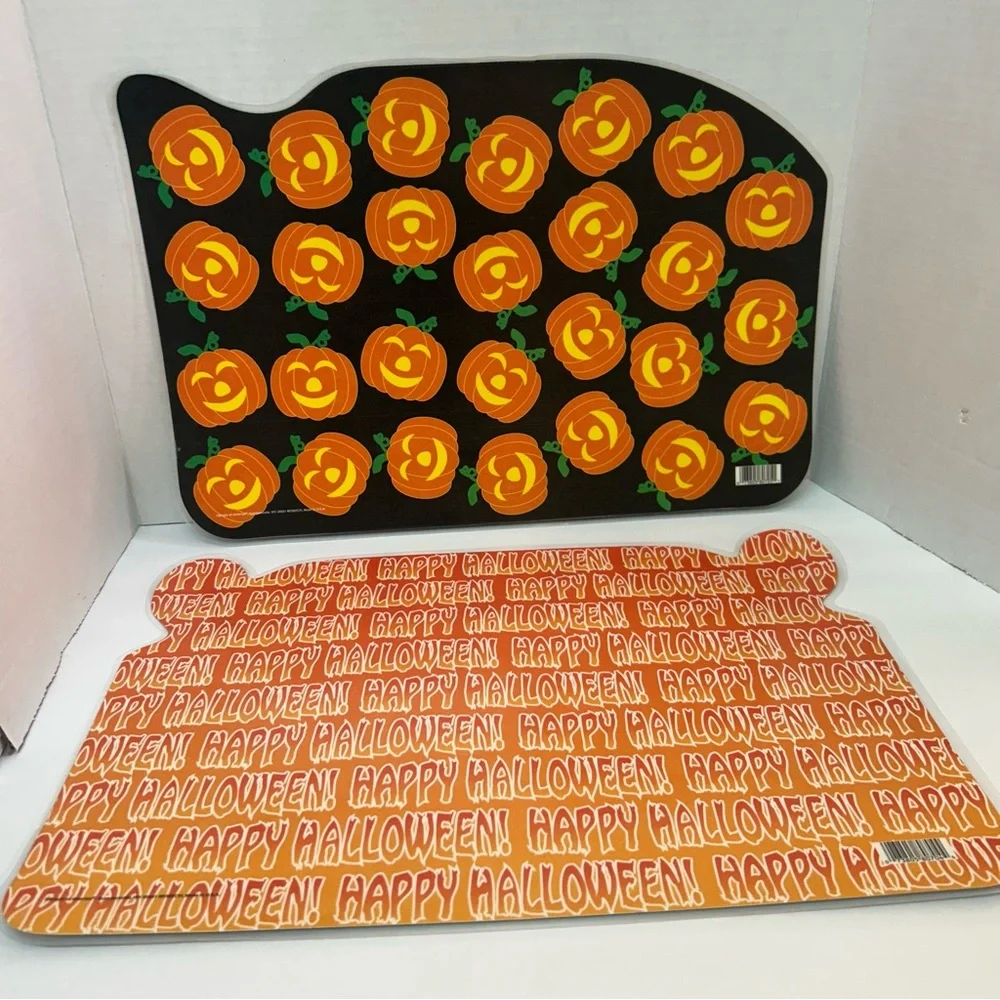 2 Bright of America Halloween table place mats laminated black cat mouse - Picture 2 of 12